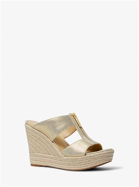 michael kors sandalen brady|Bradley Metallic Canvas Wedge Sandal .